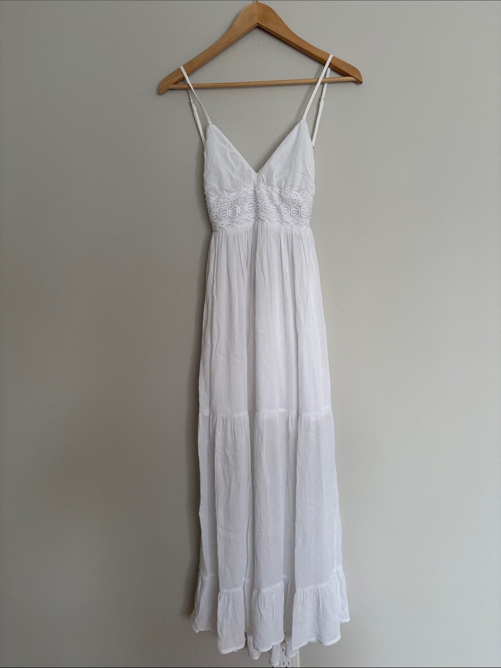 Forever 21 White Boho Maxi Slip Dress - Small